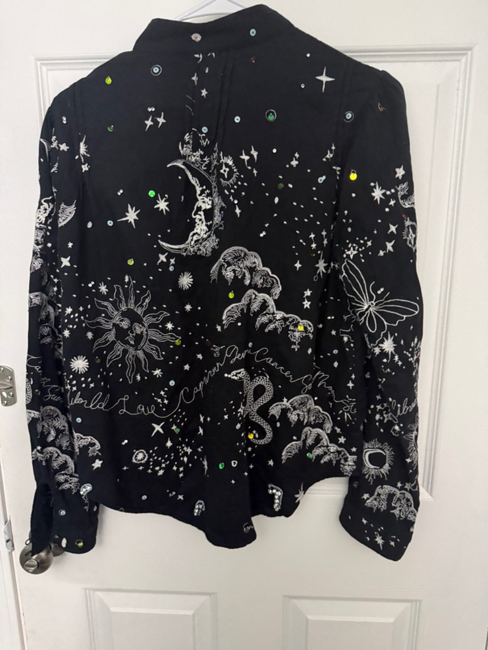 Anthropologie Black Celestial & Animal Button-Down Shirt - Picture 5 of 8